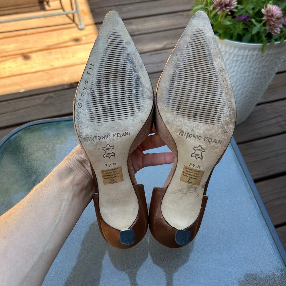Antonio Melani Peony Womens 7.5 Brown Satin Jeweled D’Orsay Pumps Heels - Picture 10 of 11